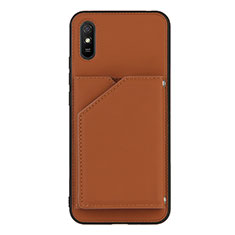 Soft Luxury Leather Snap On Case Cover Y01B for Xiaomi Redmi 9A Brown