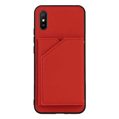 Soft Luxury Leather Snap On Case Cover Y01B for Xiaomi Redmi 9A Red