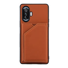 Soft Luxury Leather Snap On Case Cover Y01B for Xiaomi Redmi K40 Gaming 5G Brown