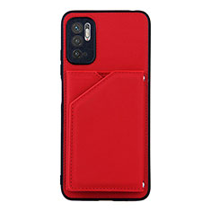 Soft Luxury Leather Snap On Case Cover Y01B for Xiaomi Redmi Note 10 5G Red