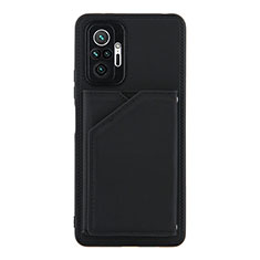 Soft Luxury Leather Snap On Case Cover Y01B for Xiaomi Redmi Note 10 Pro 4G Black