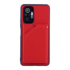 Soft Luxury Leather Snap On Case Cover Y01B for Xiaomi Redmi Note 10 Pro 4G Red