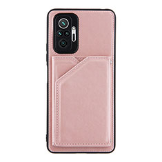 Soft Luxury Leather Snap On Case Cover Y01B for Xiaomi Redmi Note 10 Pro Max Rose Gold