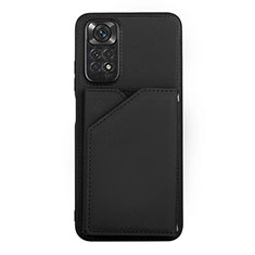 Soft Luxury Leather Snap On Case Cover Y01B for Xiaomi Redmi Note 11 4G (2022) Black