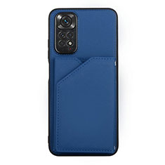 Soft Luxury Leather Snap On Case Cover Y01B for Xiaomi Redmi Note 11 4G (2022) Blue