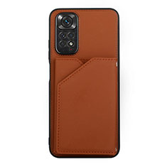 Soft Luxury Leather Snap On Case Cover Y01B for Xiaomi Redmi Note 11 4G (2022) Brown