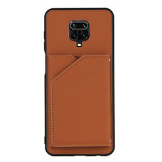 Soft Luxury Leather Snap On Case Cover Y01B for Xiaomi Redmi Note 9 Pro Max Brown