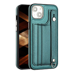 Soft Luxury Leather Snap On Case Cover Y02B for Apple iPhone 13 Green