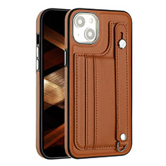 Soft Luxury Leather Snap On Case Cover Y02B for Apple iPhone 14 Plus Brown