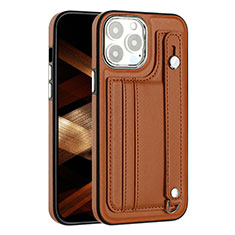 Soft Luxury Leather Snap On Case Cover Y02B for Apple iPhone 14 Pro Max Brown