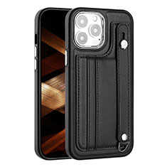 Soft Luxury Leather Snap On Case Cover Y02B for Apple iPhone 16 Pro Black