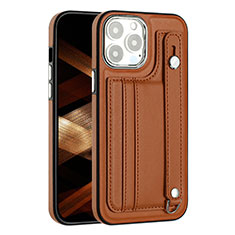 Soft Luxury Leather Snap On Case Cover Y02B for Apple iPhone 16 Pro Brown