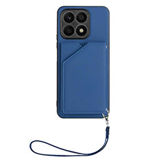 Soft Luxury Leather Snap On Case Cover Y02B for Huawei Honor X8a 4G Blue