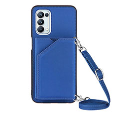 Soft Luxury Leather Snap On Case Cover Y02B for Oppo A54 5G Blue