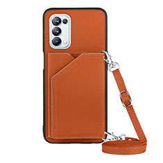 Soft Luxury Leather Snap On Case Cover Y02B for Oppo A54 5G Brown