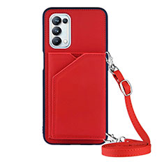 Soft Luxury Leather Snap On Case Cover Y02B for Oppo A54 5G Red