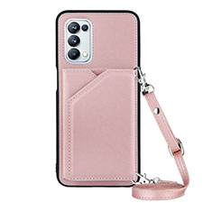 Soft Luxury Leather Snap On Case Cover Y02B for Oppo A54 5G Rose Gold