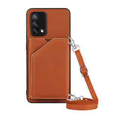 Soft Luxury Leather Snap On Case Cover Y02B for Oppo A74 4G Brown