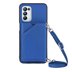 Soft Luxury Leather Snap On Case Cover Y02B for Oppo A74 5G Blue