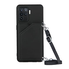 Soft Luxury Leather Snap On Case Cover Y02B for Oppo A94 4G Black