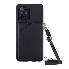 Soft Luxury Leather Snap On Case Cover Y02B for Oppo A94 5G Black