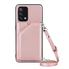 Soft Luxury Leather Snap On Case Cover Y02B for Oppo A95 4G Rose Gold