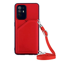 Soft Luxury Leather Snap On Case Cover Y02B for Oppo A95 5G Red