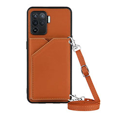 Soft Luxury Leather Snap On Case Cover Y02B for Oppo F19 Pro Brown