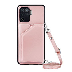 Soft Luxury Leather Snap On Case Cover Y02B for Oppo Reno5 F Rose Gold