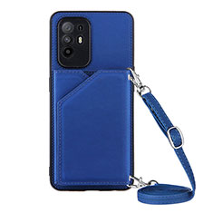 Soft Luxury Leather Snap On Case Cover Y02B for Oppo Reno5 Z 5G Blue