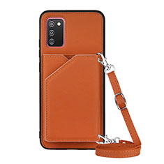 Soft Luxury Leather Snap On Case Cover Y02B for Samsung Galaxy A02s Brown