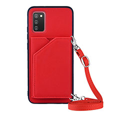 Soft Luxury Leather Snap On Case Cover Y02B for Samsung Galaxy A03s Red