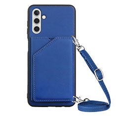 Soft Luxury Leather Snap On Case Cover Y02B for Samsung Galaxy A04s Blue