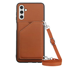 Soft Luxury Leather Snap On Case Cover Y02B for Samsung Galaxy A04s Brown