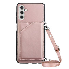 Soft Luxury Leather Snap On Case Cover Y02B for Samsung Galaxy A04s Rose Gold