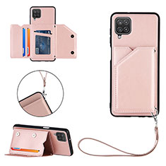 Soft Luxury Leather Snap On Case Cover Y02B for Samsung Galaxy A12 5G Rose Gold