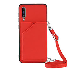 Soft Luxury Leather Snap On Case Cover Y02B for Samsung Galaxy A30S Red