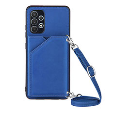 Soft Luxury Leather Snap On Case Cover Y02B for Samsung Galaxy A32 4G Blue