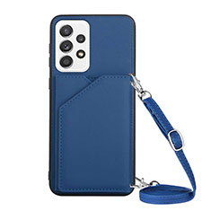 Soft Luxury Leather Snap On Case Cover Y02B for Samsung Galaxy A33 5G Blue