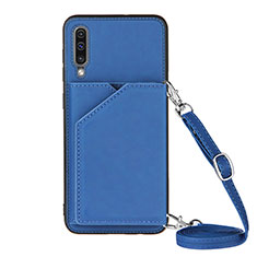 Soft Luxury Leather Snap On Case Cover Y02B for Samsung Galaxy A50 Blue