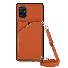 Soft Luxury Leather Snap On Case Cover Y02B for Samsung Galaxy A51 5G Brown