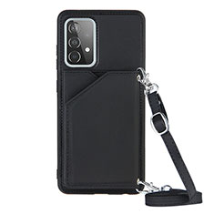 Soft Luxury Leather Snap On Case Cover Y02B for Samsung Galaxy A52 4G Black