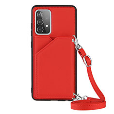 Soft Luxury Leather Snap On Case Cover Y02B for Samsung Galaxy A52 4G Red