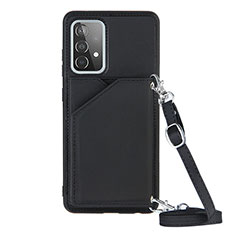 Soft Luxury Leather Snap On Case Cover Y02B for Samsung Galaxy A52 5G Black