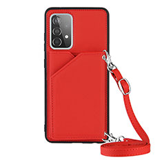 Soft Luxury Leather Snap On Case Cover Y02B for Samsung Galaxy A52 5G Red