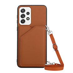Soft Luxury Leather Snap On Case Cover Y02B for Samsung Galaxy A53 5G Brown