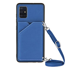Soft Luxury Leather Snap On Case Cover Y02B for Samsung Galaxy A71 5G Blue