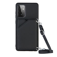 Soft Luxury Leather Snap On Case Cover Y02B for Samsung Galaxy A72 4G Black