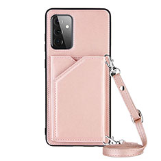 Soft Luxury Leather Snap On Case Cover Y02B for Samsung Galaxy A72 4G Rose Gold