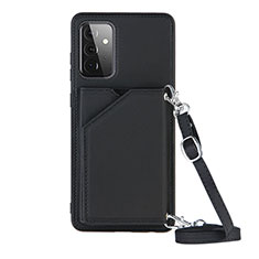 Soft Luxury Leather Snap On Case Cover Y02B for Samsung Galaxy A72 5G Black